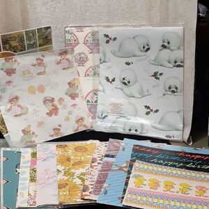 vintage gift wrap paper- hugh lot variety
